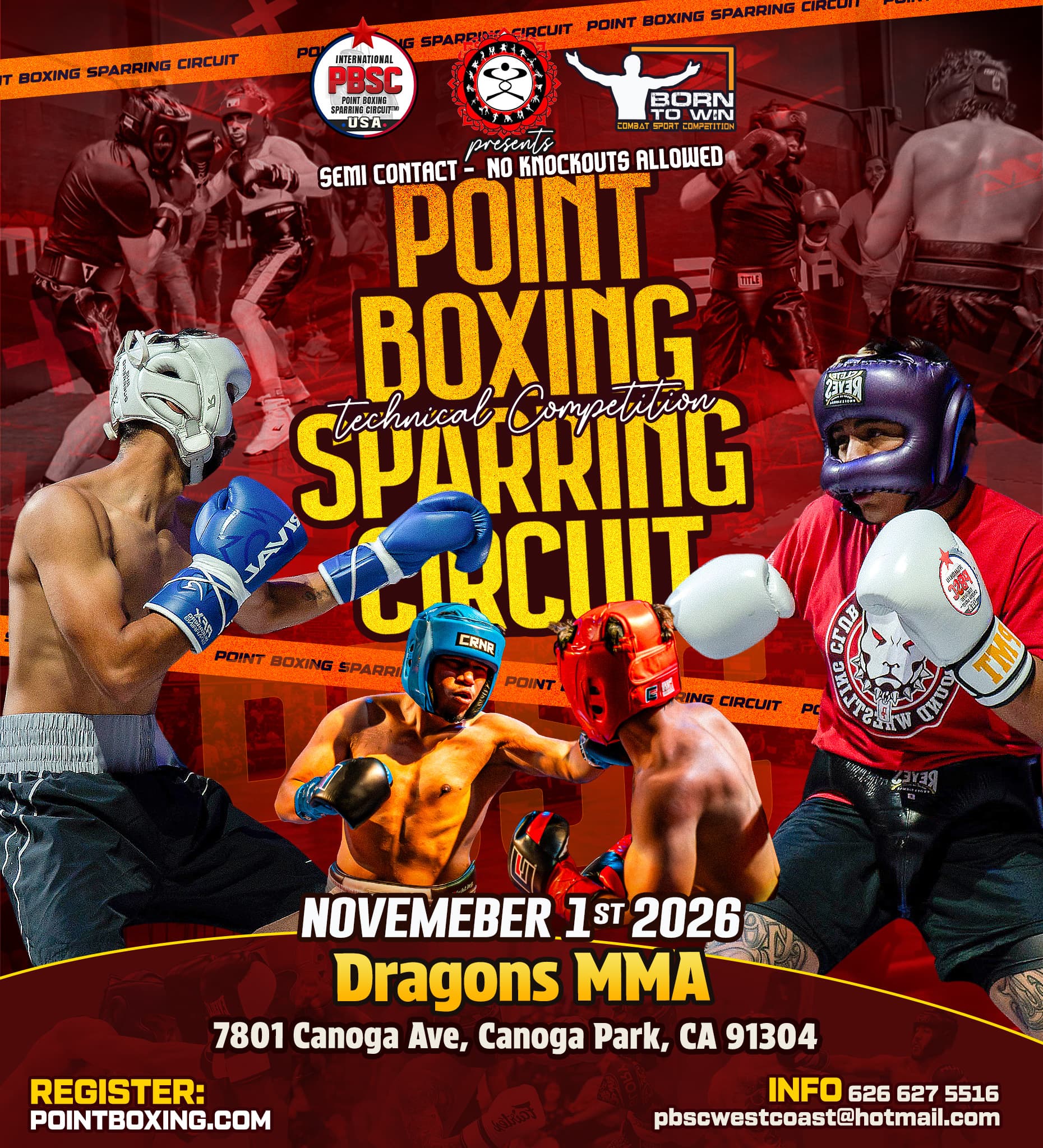 Event poster: PBSC Point Boxing Sparring Circuit – Canoga Park, CA