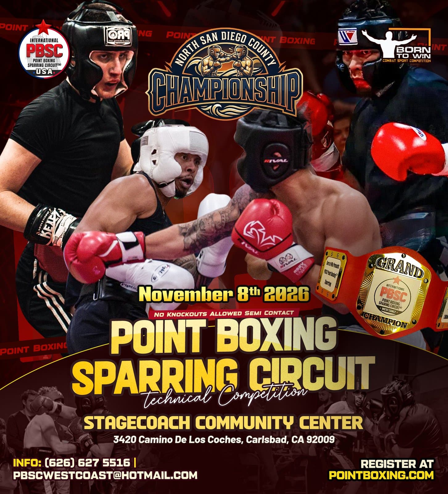 Event poster: PBSC Point Boxing Sparring Circuit – Northern San Diego Championship – Carlsbad, CA